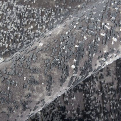 Gray Black And Silver Abstract Power Loom Distressed Area Rug
