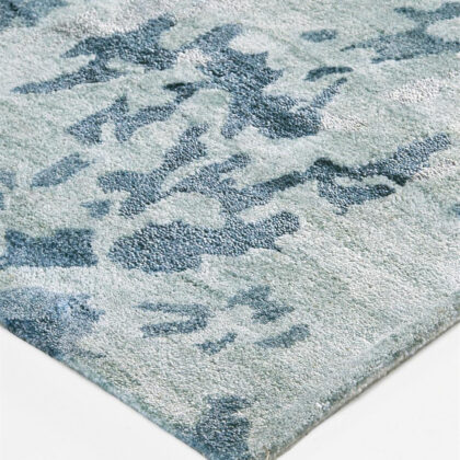 4' X 6' Blue Green And Silver Abstract Tufted Handmade Area Rug