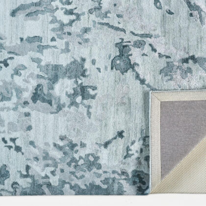4' X 6' Blue Green And Silver Abstract Tufted Handmade Area Rug