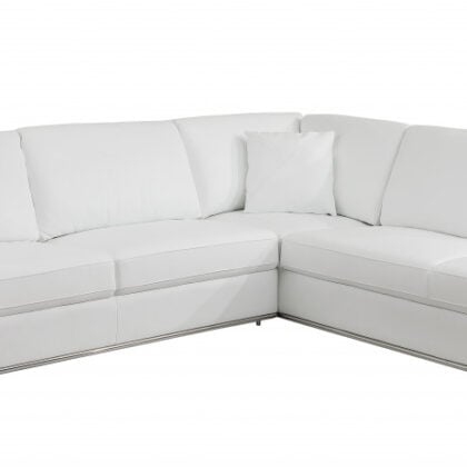 White Italian Leather Modular L Shaped Two Piece Corner Sectional
