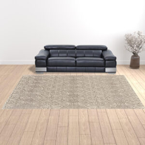 10' X 13' Tan And Ivory Wool Geometric Tufted Handmade Stain Resistant Area Rug
