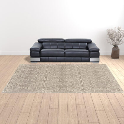 10' X 13' Tan And Ivory Wool Geometric Tufted Handmade Stain Resistant Area Rug