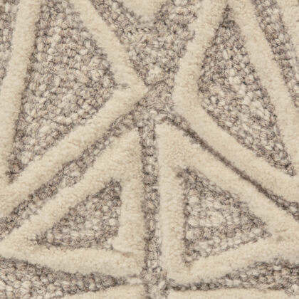 10' X 13' Tan And Ivory Wool Geometric Tufted Handmade Stain Resistant Area Rug