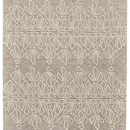 10' X 13' Tan And Ivory Wool Geometric Tufted Handmade Stain Resistant Area Rug