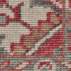 5' X 8' Red Gray And Ivory Wool Floral Hand Knotted Distressed Stain Resistant Area Rug With Fringe
