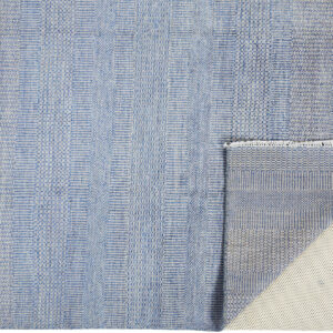 5' X 8' Blue And Silver Wool Striped Hand Knotted Area Rug