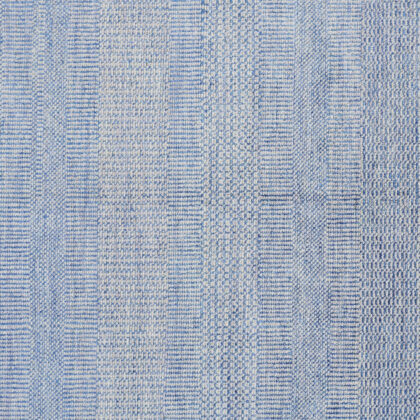 5' X 8' Blue And Silver Wool Striped Hand Knotted Area Rug