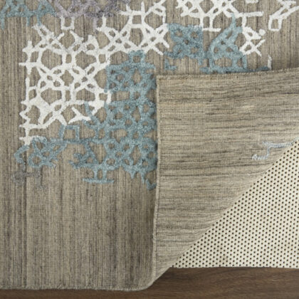 12' X 15' Pink Blue And Taupe Abstract Hand Woven Distressed Area Rug