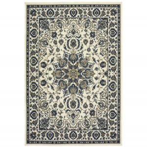 4' X 6' Ivory Oriental Stain Resistant Indoor Outdoor Area Rug