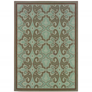 4' X 6' Blue Oriental Stain Resistant Indoor Outdoor Area Rug