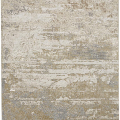 Ivory Gold And Gray Abstract Area Rug