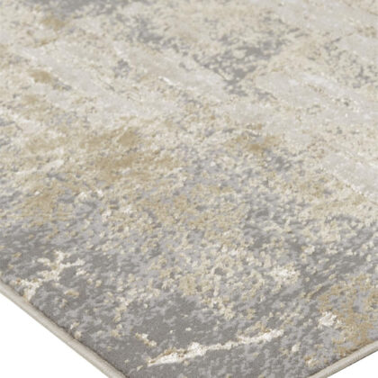 Ivory Gold And Gray Abstract Area Rug