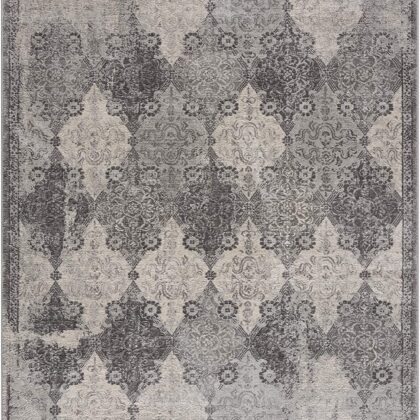 2’ X 8’ Gray Distressed Trellis Pattern Runner Rug