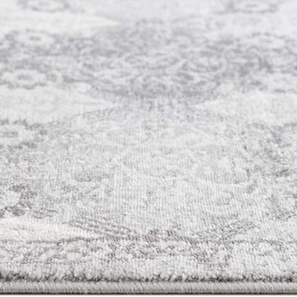 2’ X 8’ Gray Distressed Trellis Pattern Runner Rug