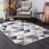 2’ X 5’ Navy Blue Geometric Diamond Area Rug