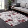 6' X 9' Red Abstract Dhurrie Area Rug