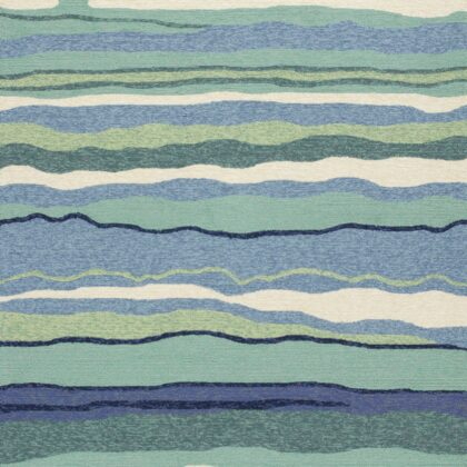 8'X10' Ocean Blue Hand Woven Uv Treated Ocean Waves Indoor Outdoor Area Rug