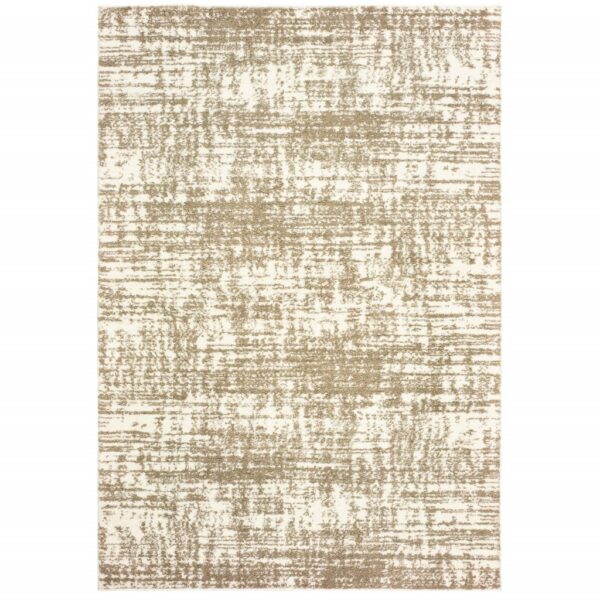 7’X10’ Ivory And Gray Abstract Strokes Area Rug