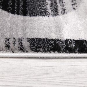 8' Gray Abstract Power Loom Runner Rug