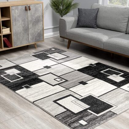 5' X 7' Gray Abstract Dhurrie Area Rug