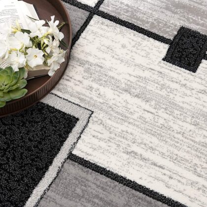 5' X 7' Gray Abstract Dhurrie Area Rug