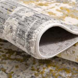 8' X 10' Gold Abstract Dhurrie Area Rug