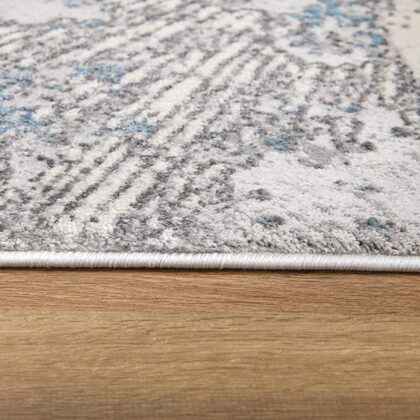 5’ X 8’ Blue Abstract Circular Motifs Area Rug