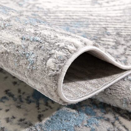 5’ X 8’ Blue Abstract Circular Motifs Area Rug