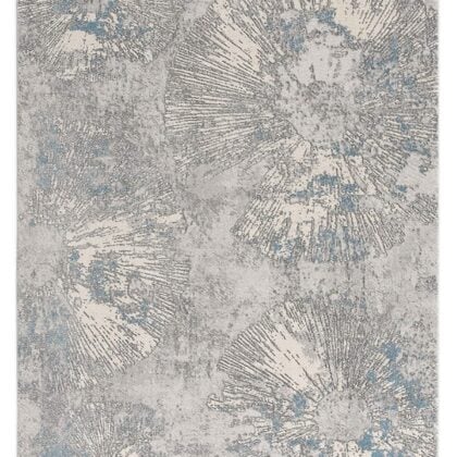 5’ X 8’ Blue Abstract Circular Motifs Area Rug