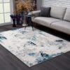 8' X 10' Blue Abstract Dhurrie Area Rug