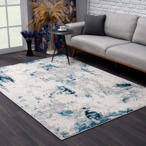 8' X 10' Blue Abstract Dhurrie Area Rug