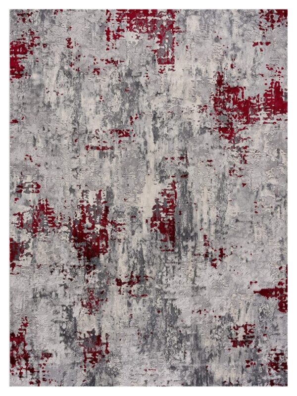 5' X 7' Red Abstract Dhurrie Area Rug
