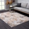 7’ X 10’ Beige And Ivory Abstract Area Rug