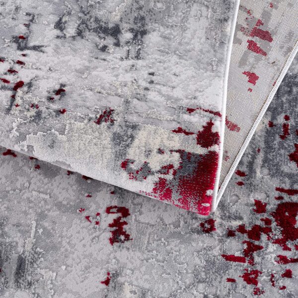4' X 6' Red Abstract Dhurrie Area Rug