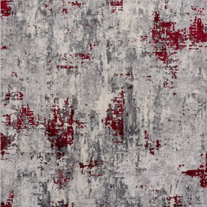 4' X 6' Red Abstract Dhurrie Area Rug