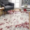 8' X 10' Red Abstract Dhurrie Area Rug