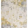 5' X 7' Gold Abstract Dhurrie Area Rug