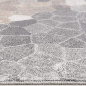 4’ x 6’ Beige Cobblestone Pattern Area Rug