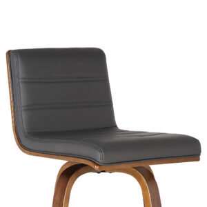 39" Gray And Brown Solid Wood Swivel Low Back Bar Height Chair With Footrest
