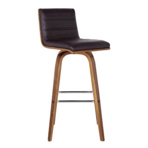 35" Brown Solid Wood Swivel Low Back Counter Height Bar Chair With Footrest
