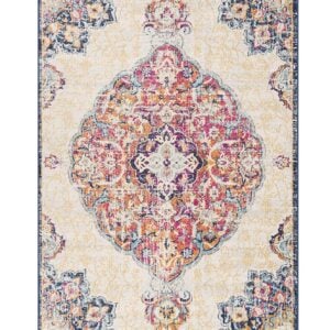 8' Cream Oriental Dhurrie Runner Rug