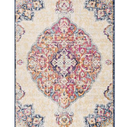 8' Cream Oriental Dhurrie Runner Rug