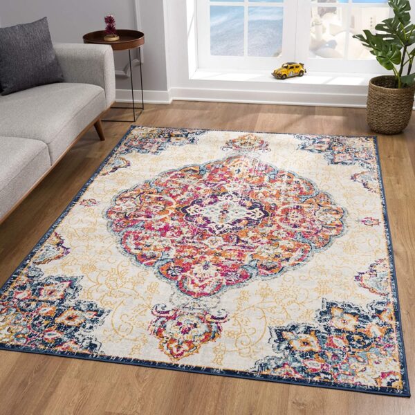 8' Cream Oriental Dhurrie Runner Rug