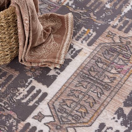 2’ x 10’ Gray Faded Tribal Motifs Runner Rug