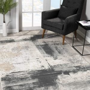 5' X 7' Gray And Ivory Abstract Dhurrie Area Rug
