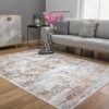 4’ X 6’ Gray And Beige Distressed Ornate Area Rug