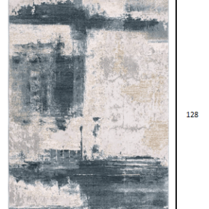 8’ X 11’ Cream And Blue Abstract Patches Area Rug