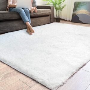 5' X 7' White Dhurrie Area Rug