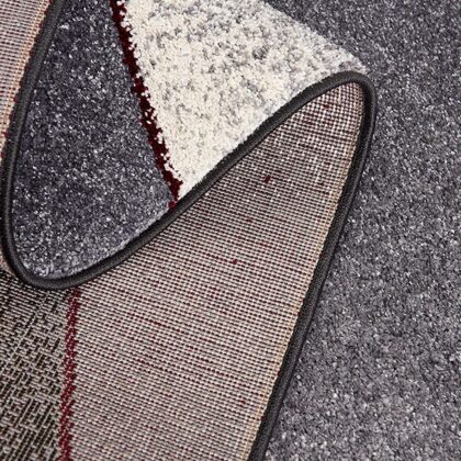 8' X 11' Grey Red Geometric Area Rug