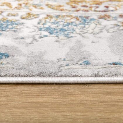 3’ X 5’ Gray And Beige Distressed Ornate Area Rug